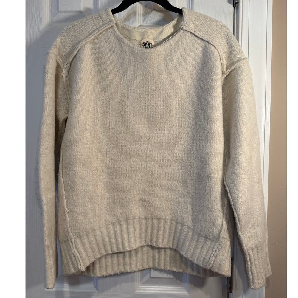 We the Free Cream Oversized Exposed Seam Pullover Sweater XS